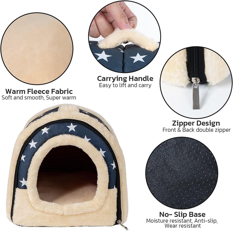 Pet Soft Guinea Pig & Rabbit Cozy Hideout House - Small Animal Bed for Guinea Pigs, Rabbits, Hamsters, Rats & Chinchillas Cave Bed (Stars) - Image 4